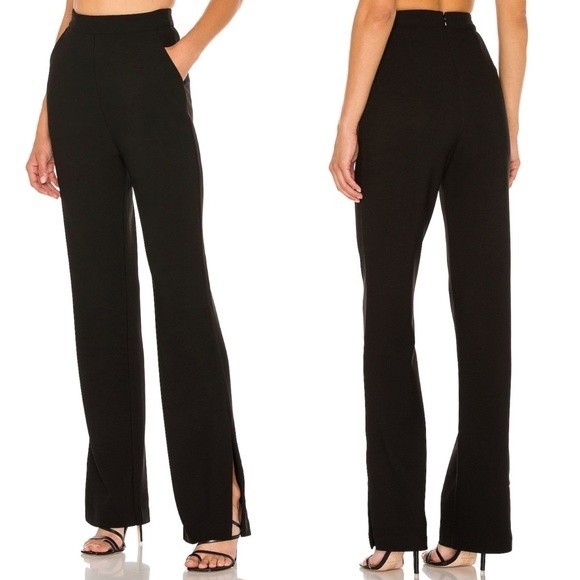 NBD Pants - NWT Revolve NBD Granada Split Hem Trousers Pant in Black size Small